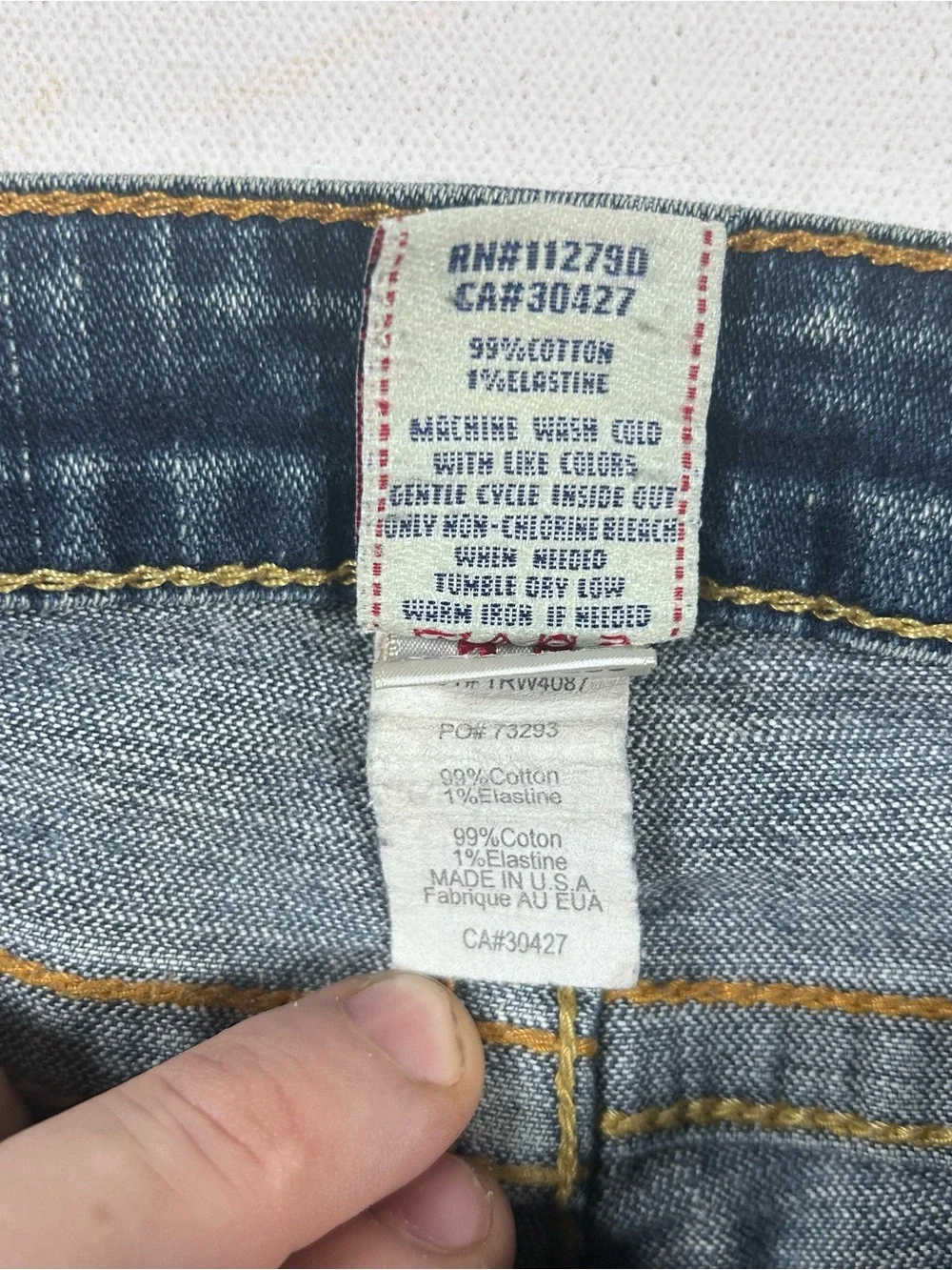True Religion Women’s Made in USA Distressed Denim Shorts fits: 28 Stella Cut Of